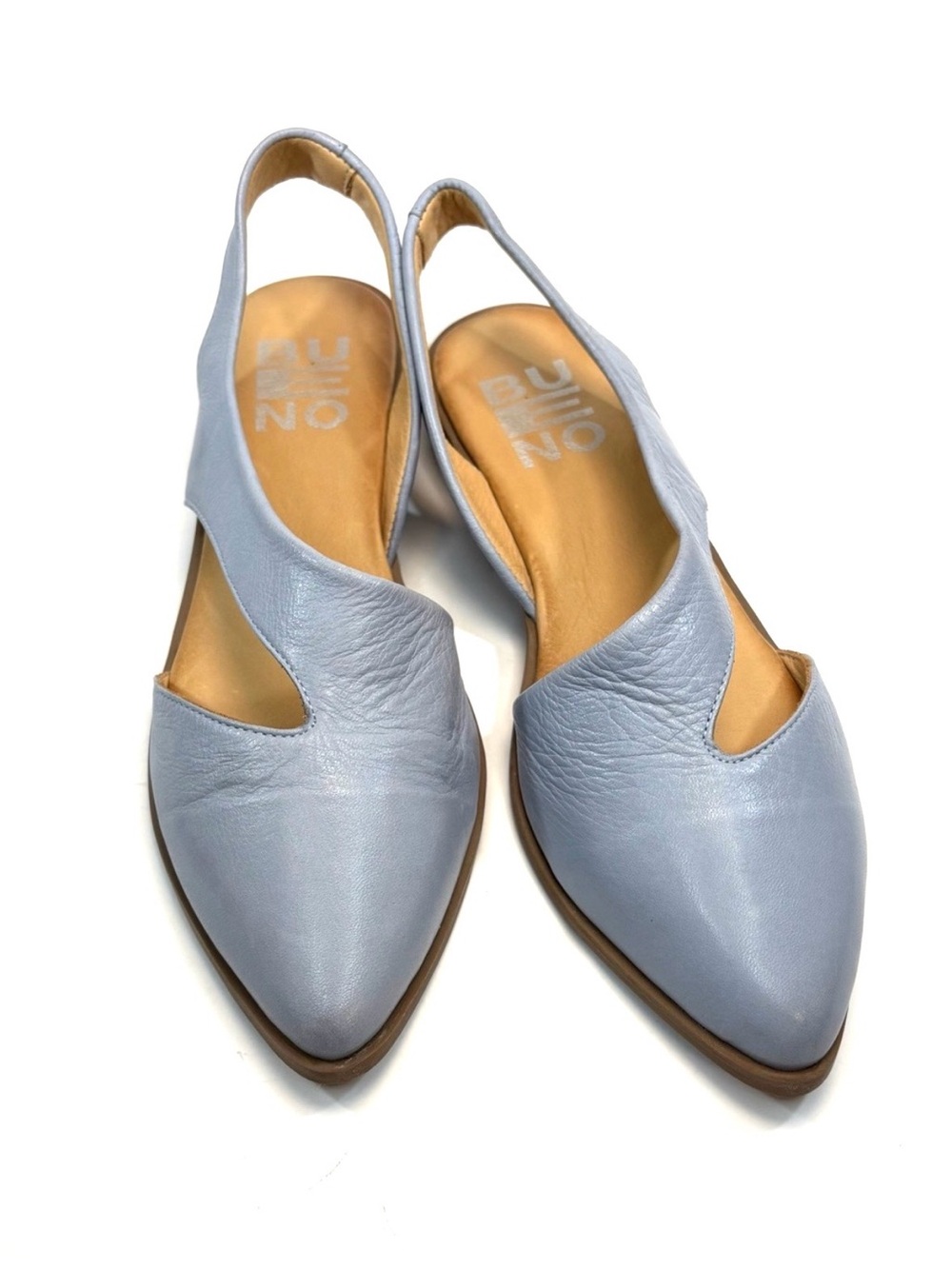 Bueno Light Blue Leather Slingback Flats | 38